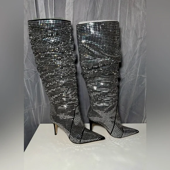 Michael Kors Dawn Silver studded Heeled Boots 7 - Picture 8 of 14